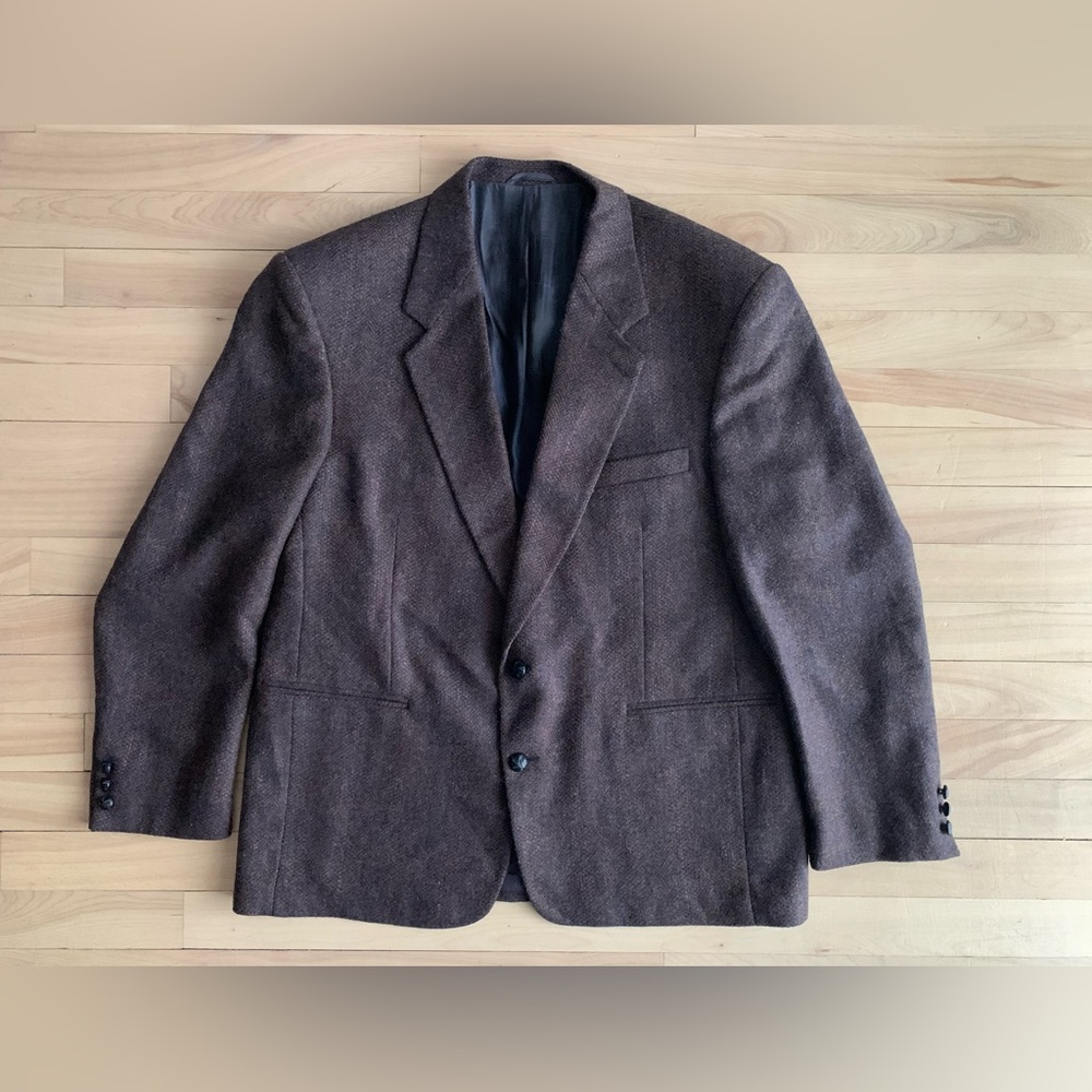 VINTAGE - Protocole Tweed Blazer Oversized Women Blue Fleck Structured Jacket - Picture 4 of 12